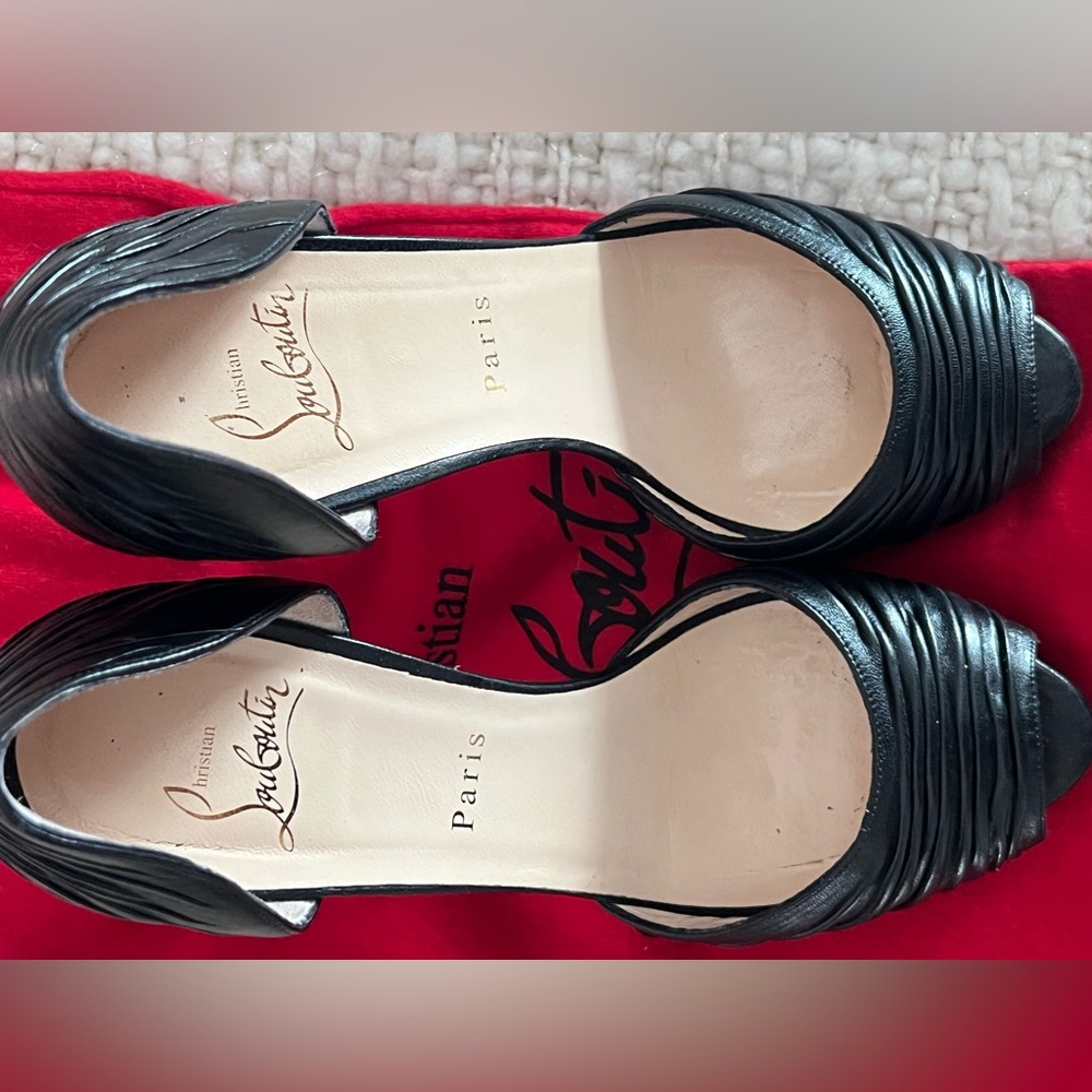 Christian Louboutin Black D'Orsay Peep Toe Heels - Picture 6 of 9
